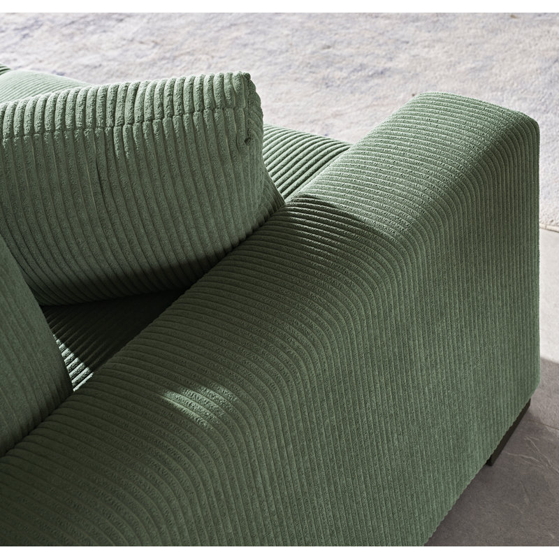 Keryis 89'' Corduroy Sofa, Green Corduroy