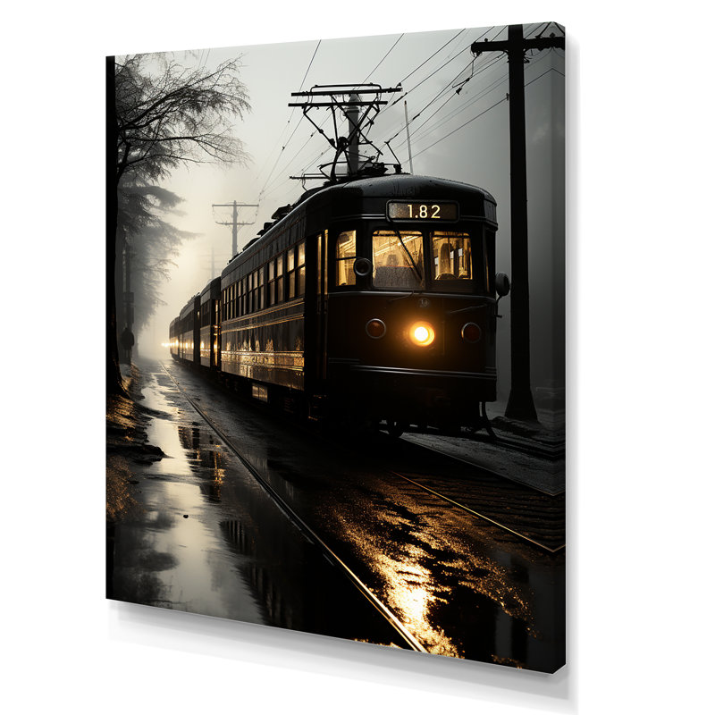 Train in the Dusk Charm in Winter - Train, art mural sur toile, H 40 po x l 30 po, Toile tendue