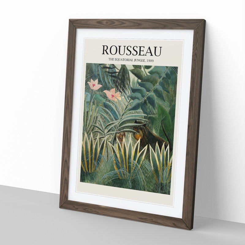 The Equatorial Jungle by Henri Rousseau - Picture Frame Painting, 36cm H x 27cm W x 2cm D, Walnut Framed