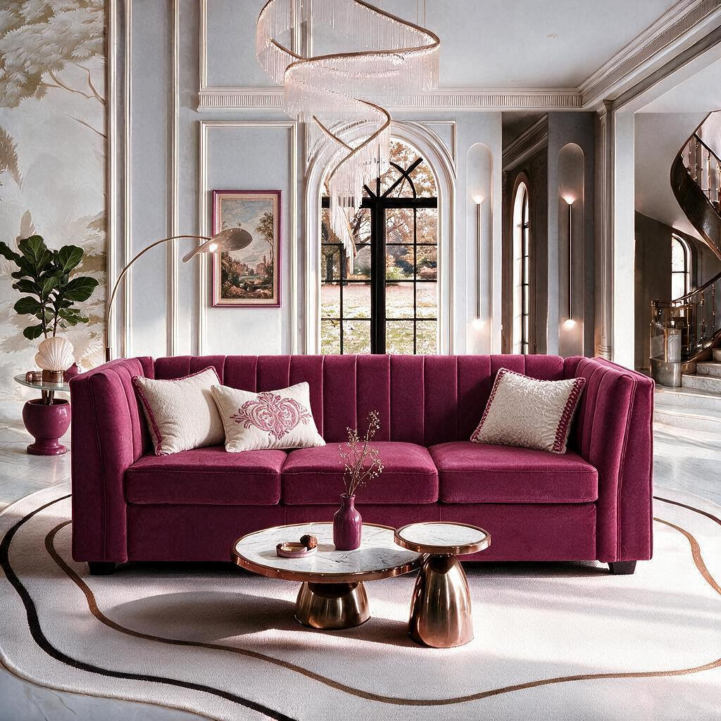 89" Velvet Sofa, Rose Velvet