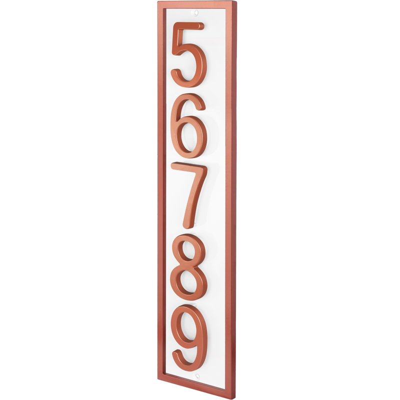 Plaque d'adresse flottante en aluminium Royal Shade, Cuivre, Oui, Blanc