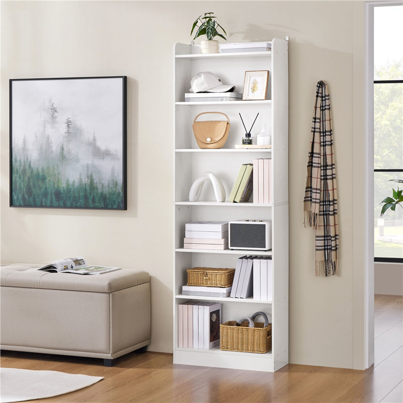 180cm H x 60cm W Standard Bookcase, (7 Shelves) 180.5cm H x 60cm W x 24cm D, White