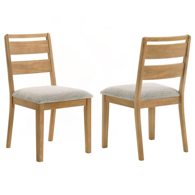 Ensemble de 2 chaises d'appoint à dossier échelle avec tissu avoine