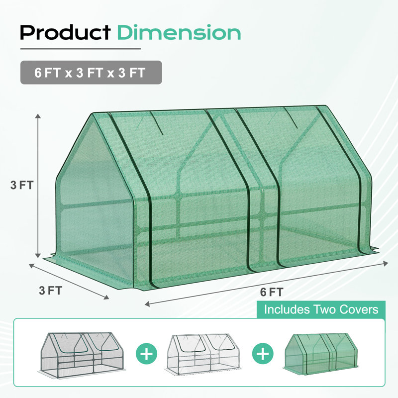 6'x3'x3' Mini Greenhouse, Includes 3 Covers