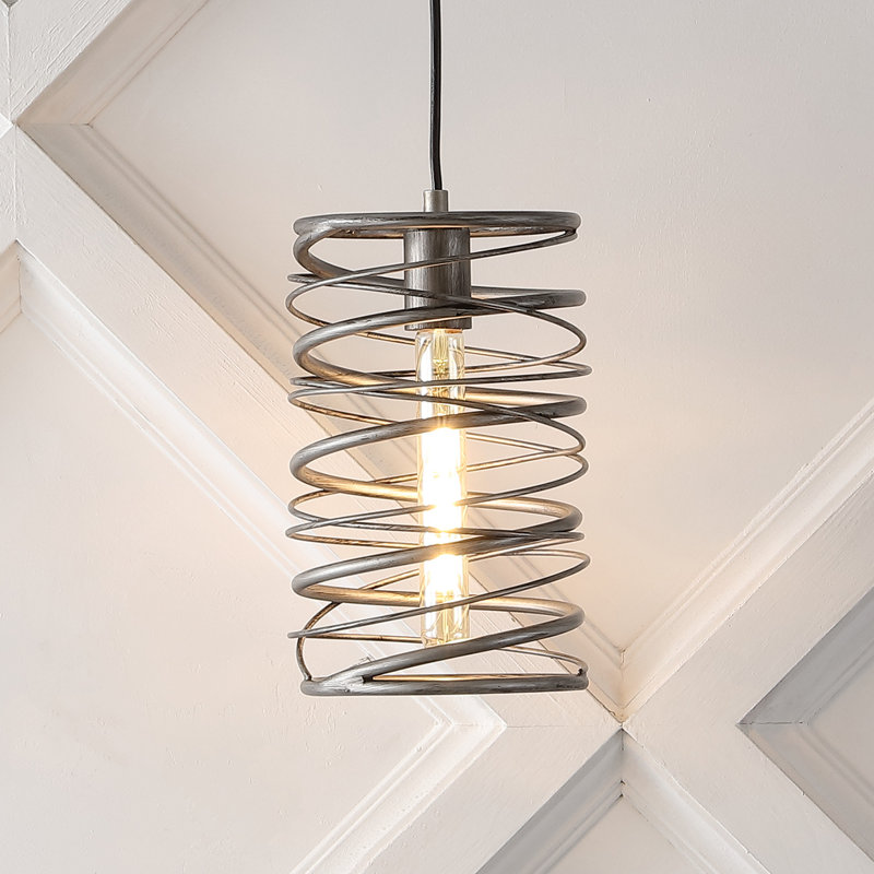 Luminaire suspendu géométrique à 1 lumière Chadwood, Argent antique