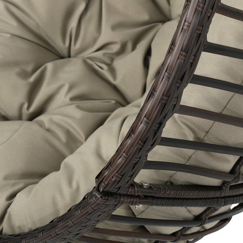 Chaise suspendue en osier avec coussins, chaise suspendue pour l'intérieur et l'extérieur, Brun