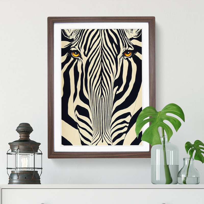 Zebra No.3 Abstract - Single Picture Frame Print, Walnut, 64cm H x 46cm W x 2cm D