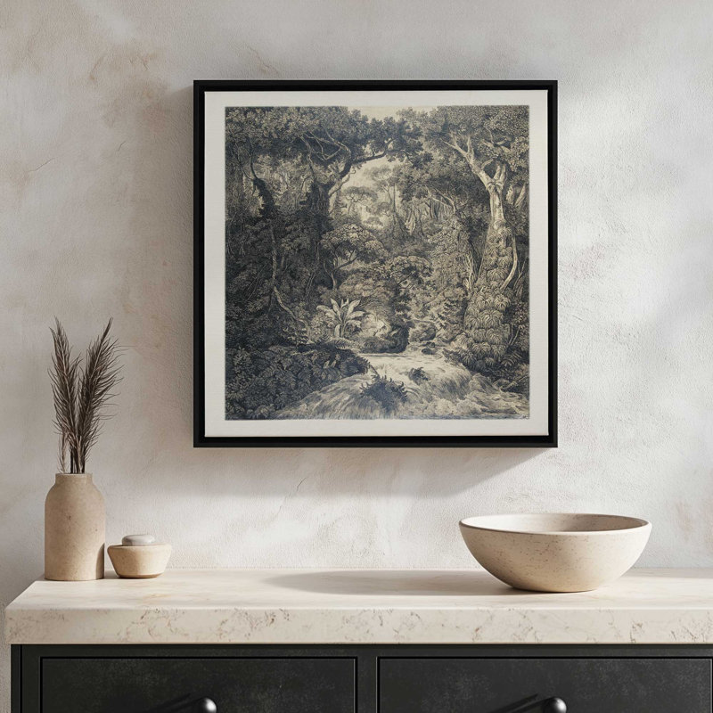 «Jungle Rapids» par Stellar Design Studio, reproduction d'art, 37.5" H x 37.5" W, Gold, Framed Canvas