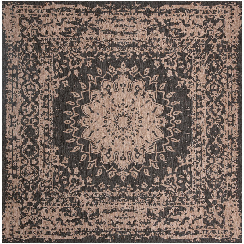 Tapis de couloir contemporain de couleur noire Hintz, Carré 12 pi