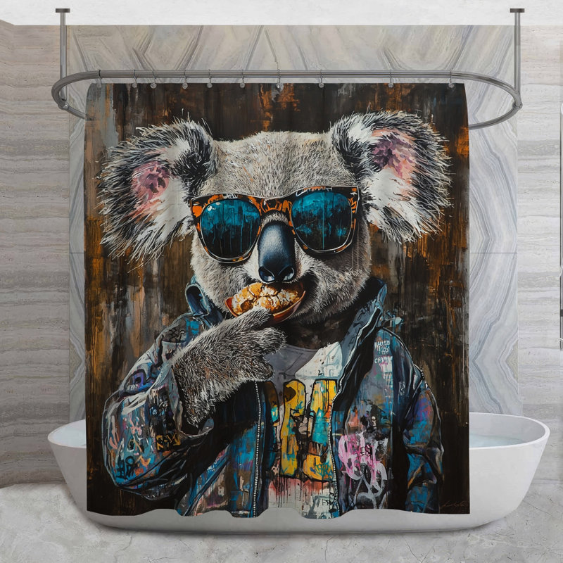 Koala Shower Curtain -  Animal Bathroom Decor Urban, 73"H x 70"W
