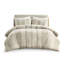 Édredon pour lit double / grand taupe 3 pièces - 100% coton, décoration rayée, rembourrage, garniture, chic visible, lavable en machine