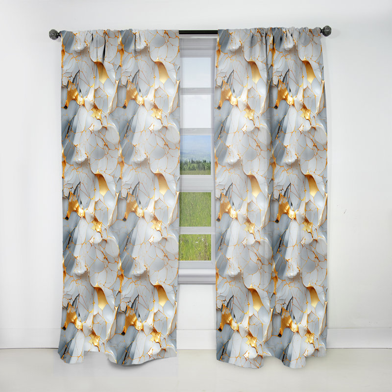 Gilded Gold And White Luxe Marble Opulence - Abstract Marble Velvet Curtain - 1 Panel, 52" W x 63" L