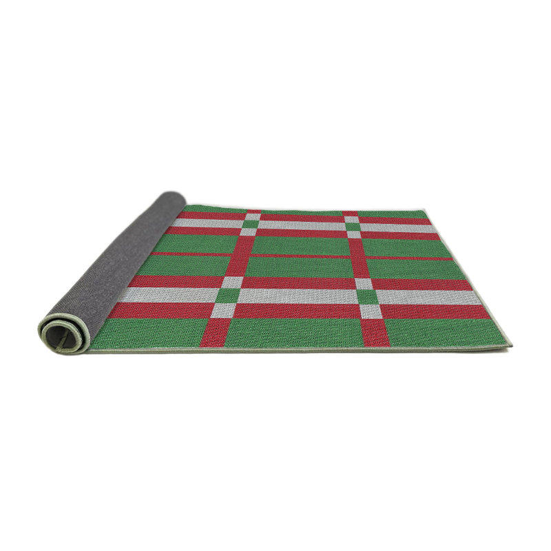 Tapis vert/rouge à motifs, Rond 4 pi