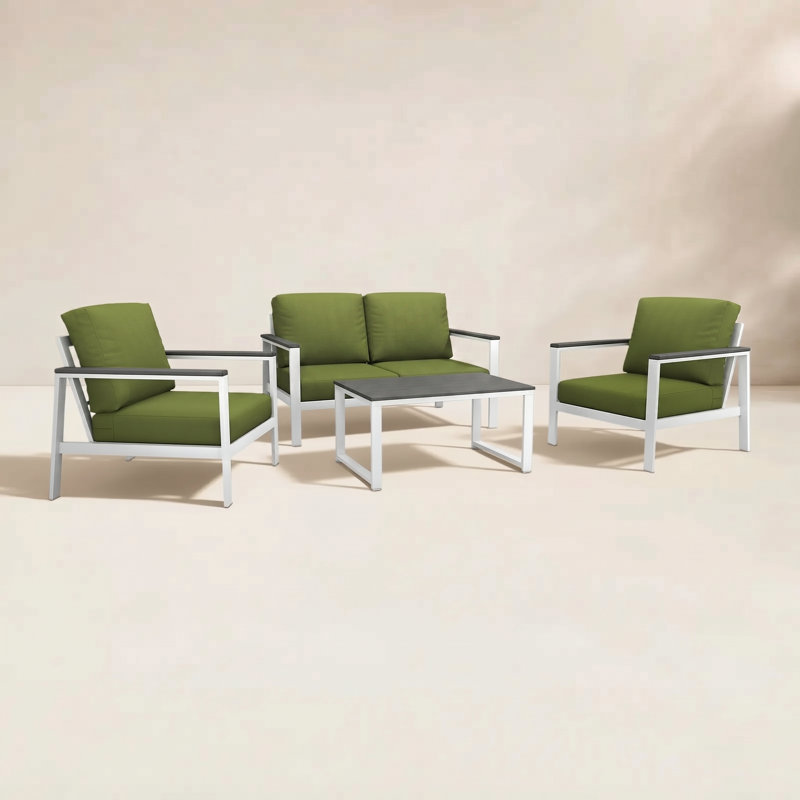 Townsend 4-Person Sunbrella® Patio Seating Group, Spectrum Cilantro, Gray