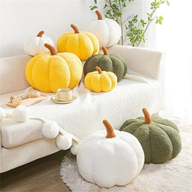 Coussin en peluche citrouille d'Halloween, 7,5 po, vert foncé, Dark Green