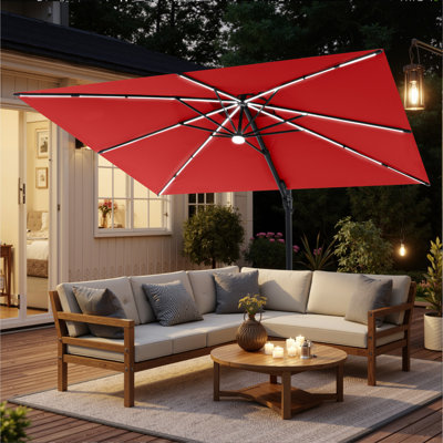 128' Rectangle Solar LED Light Strip Cantilever Patio Umbrella