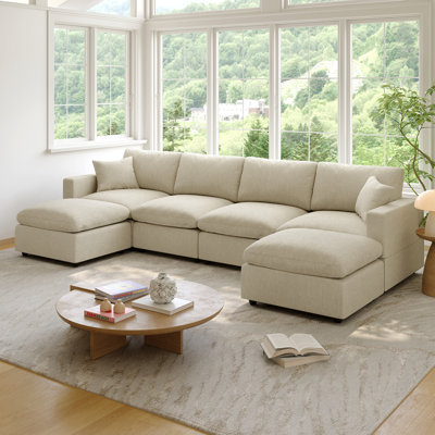 Cloud Couch Modular Sectional Sofa, Deep Seat Convertible Modular Couches For Living Room, Modern Comfy Down Filled Soft Cloud Sectional Sofa With Mov by Ebern Designs