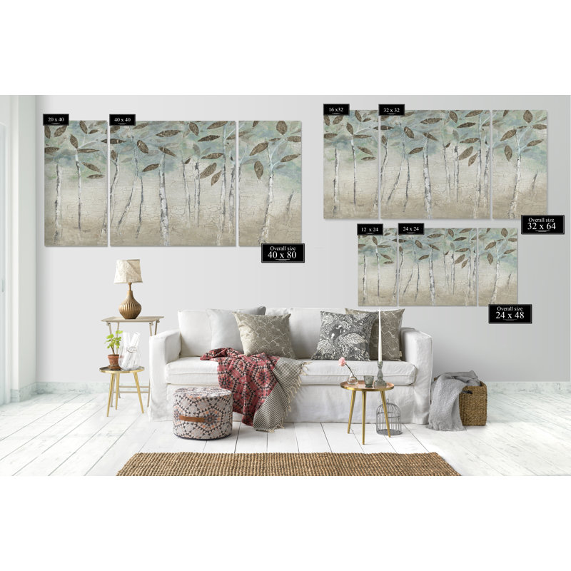 " Rain Soft Woods " 3 - Pieces, 32" H x 64" W x 1.5" D