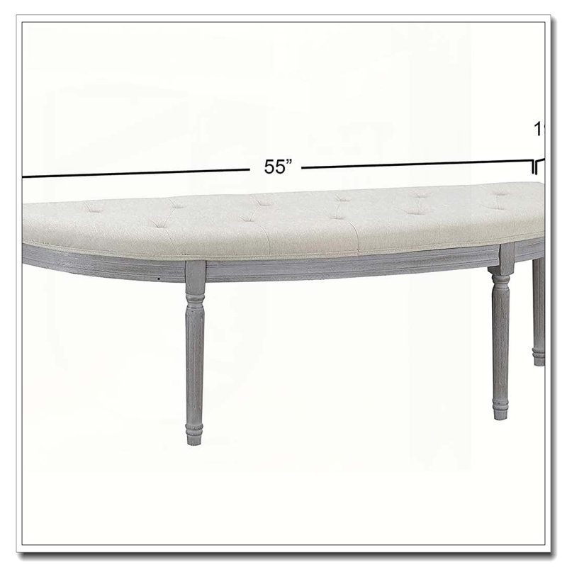 Banc rembourré capitonné beige clair Coastal
