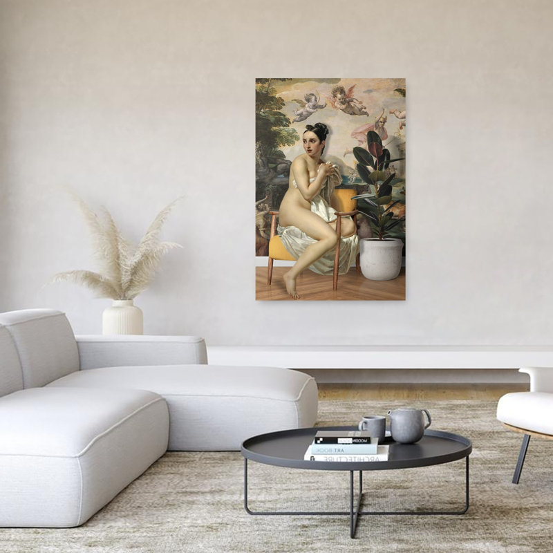 Classical Nude Indoor Scene Classic Elegant Modern Plant Wall Art Print 1 Piece Wrapped Canvas Wall Art