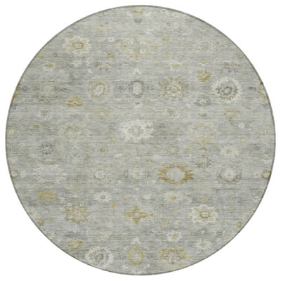 Machine Washable Indoor/Outdoor Xhevrie Gray Rug
