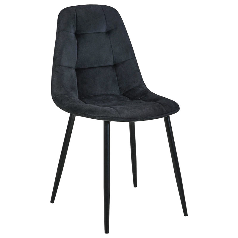 Kimballton 46cm H Tufted Velvet Upholstered Upholstered Back Side Chair in Black