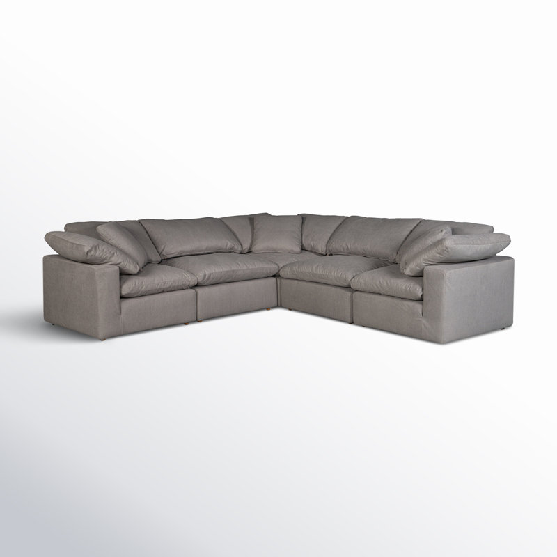 Armand Condo Classic L-Shaped Modular Sectional Livesmart Fabric, Light Gray Performance