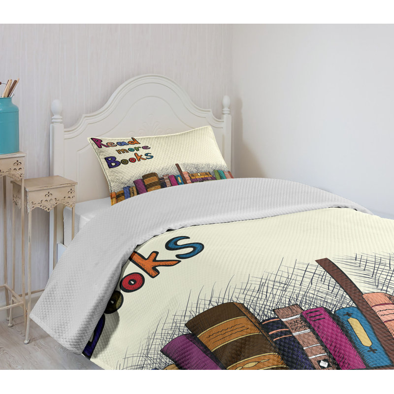 White Quilted Twin Bedspread Set with Pillow Sham