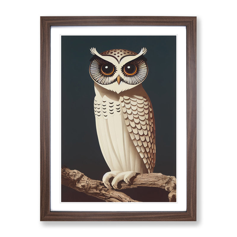 The Charming Owl - Framed Print, 46cm H x 34cm W x 2cm D, Walnut Framed