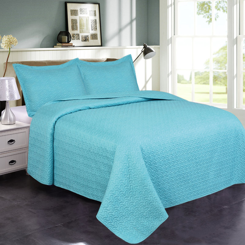 Jersey Knit Quilt, King Quilt + 2 Pillow Cases, Sky Blue