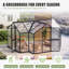 Serre de jardin en polycarbonate de 12 pi x P 10 pi pour l'extérieur, serre en aluminium robuste avec évent de toit réglable et portes doubles, toutes saisons, noir