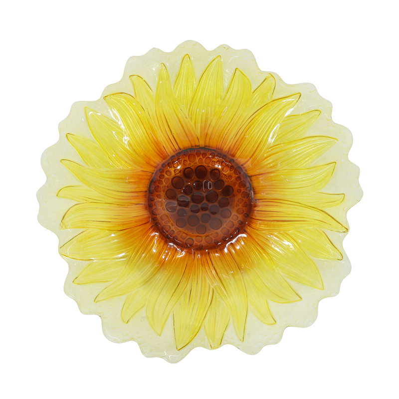 Bain d'oiseaux en verre tournesol