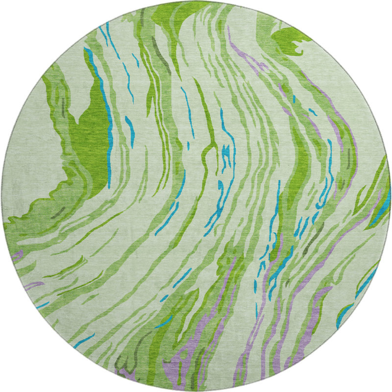 Premium Machine Washable Cortes AMF1037 Swirls Rug, Round 8'