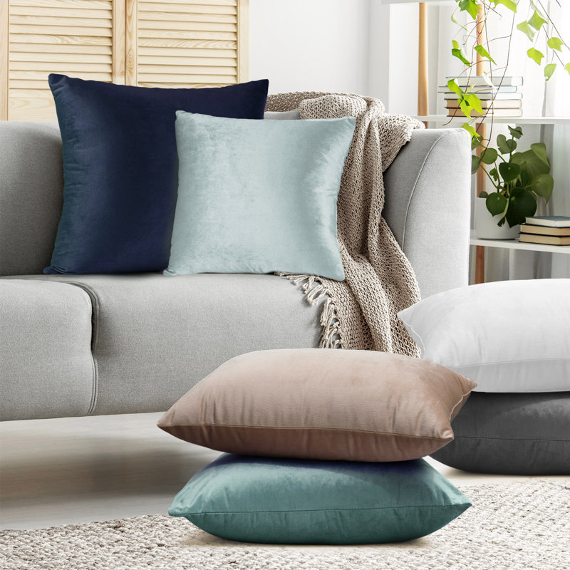 Velvet Reversible Pillow Cover, 18"H x 18"W, Teal