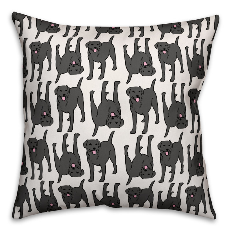 Housse de coussin carré All The Labs, 16 po x 1 po, Noir, Polyester/ Bourre en polyester