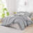 Andency Oversized King Ruffle Comforter Set 120x120, 3 Pieces Silver Gray Lightweight Fluffy Super King Bedding Set, Shabby Chic Famhouse All Season Bed Set for Girls Women-124610442-124610434