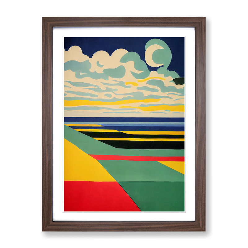 Abstract Landscape Meadow No.3 - Framed Print, 34cm H x 25cm W x 2cm D, Walnut Framed