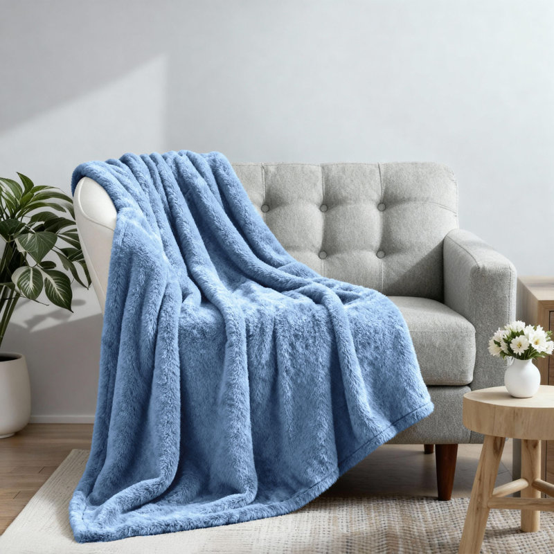 Couverture en peluche moelleuse Blue Nile Mills, Bleu, Throw XL