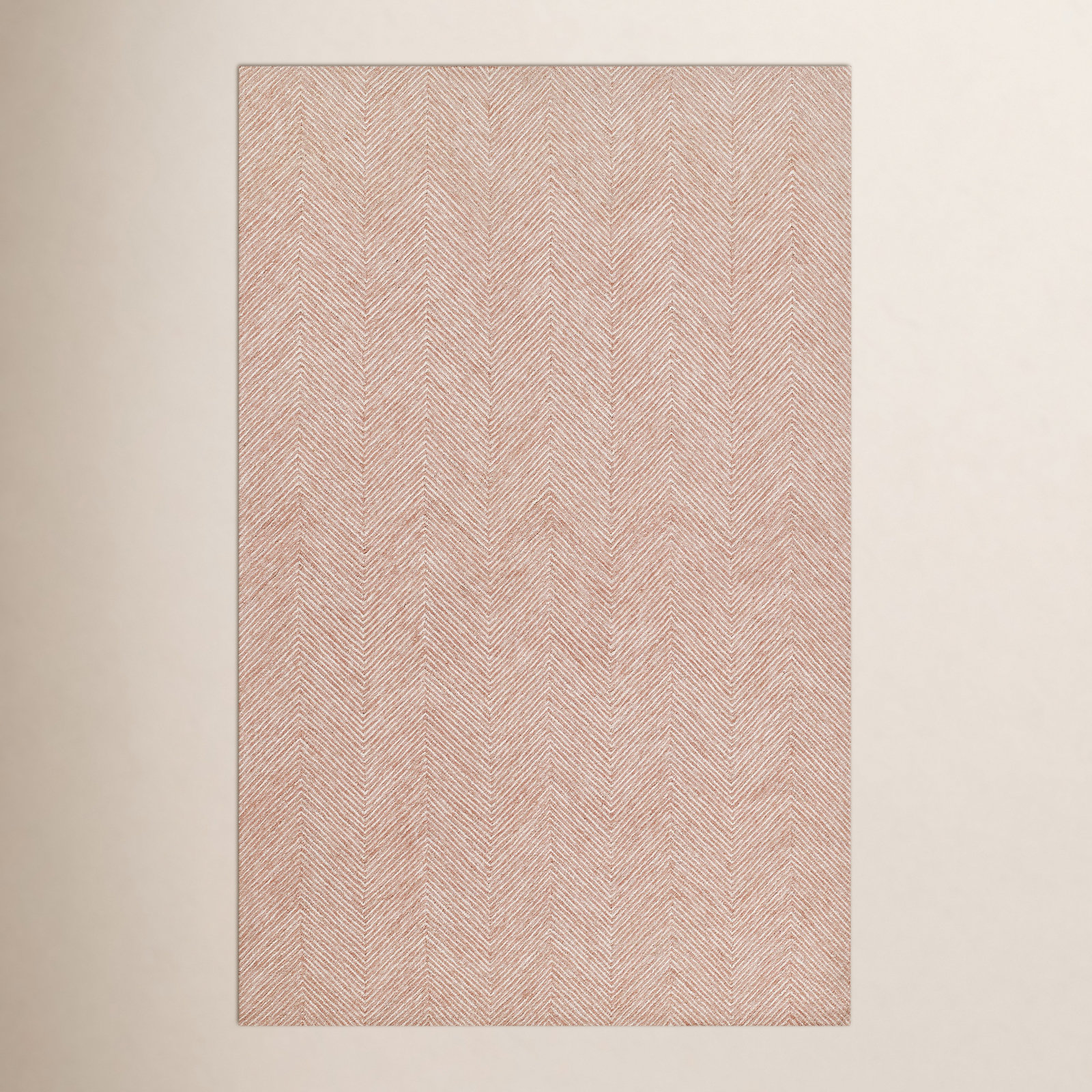 Beker Zig Zag Wool Hand Tufted Pink Area Rug, Rectangle 5' x 8'