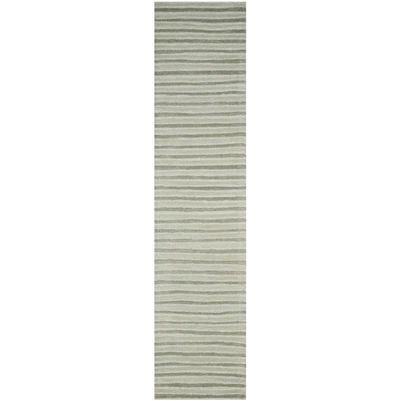 Tapis gris en laine / viscose touffeté à la main Schmier Martha Stewart, Tapis de couloir 2 pi 3 po x 10 pi