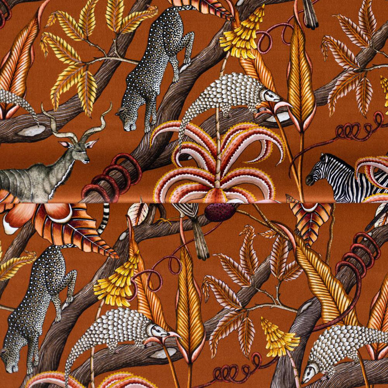 Ardmore Velvet Fabric, Rust