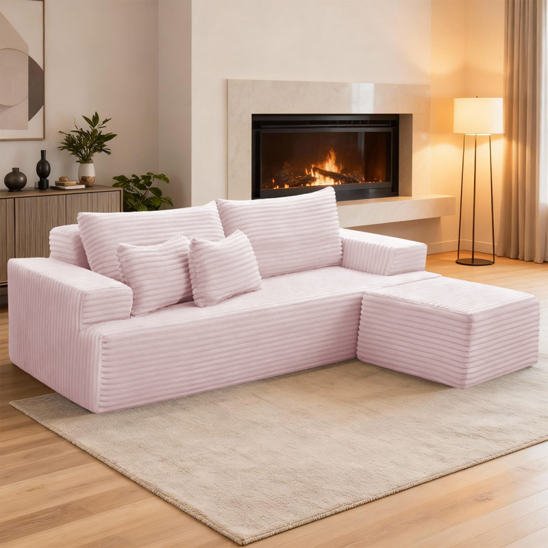 83.5'' Wide Comfy Cloud Couch Boneless Sectional Modern Sofa in a Box,Loveseat Sofa With Ottoman Sectional Couches for Living Room, Bedroom, Office, No Assembly Required
