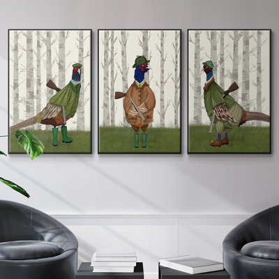 «Pheasant Shooter Party 1», reproduction sur toile 3 pièces