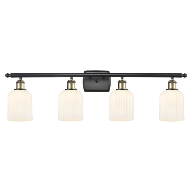 Fiennes 4 - Light Dimmable Vanity Light, Black Antique Brass, Gloss White