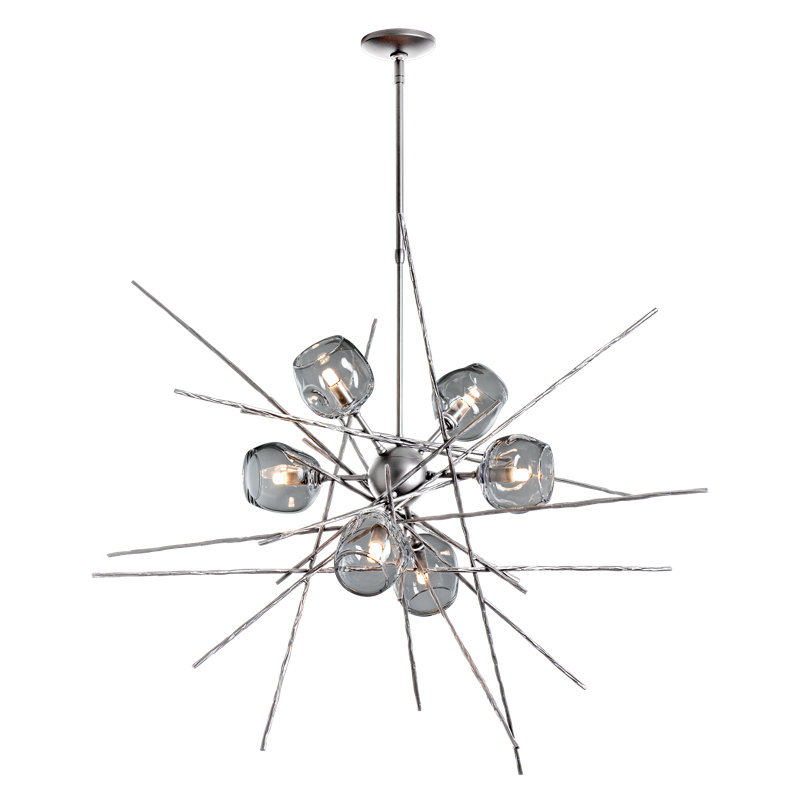 Griffin 6 - Light Chandelier, Sterling, Cool Gray, 56.6" H x 39.2" W x 38.8" D