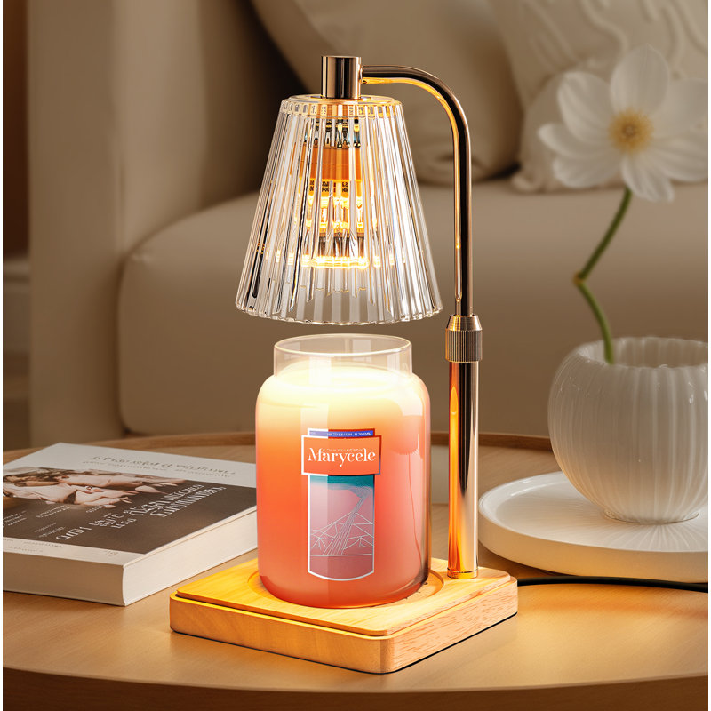 Lampe bougie chauffe-bougie pour les grandes bougies Yankee avec minuterie, chauffe-bougie électrique à hauteur réglable pour la décoration intérieure