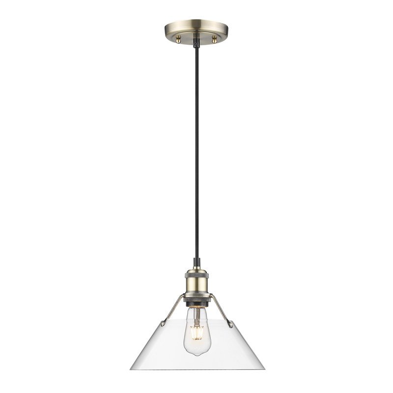 Weatherford 1 - Light Pendant, Aged Brass, 130" H x 10" W x 10" D, Clear Glass