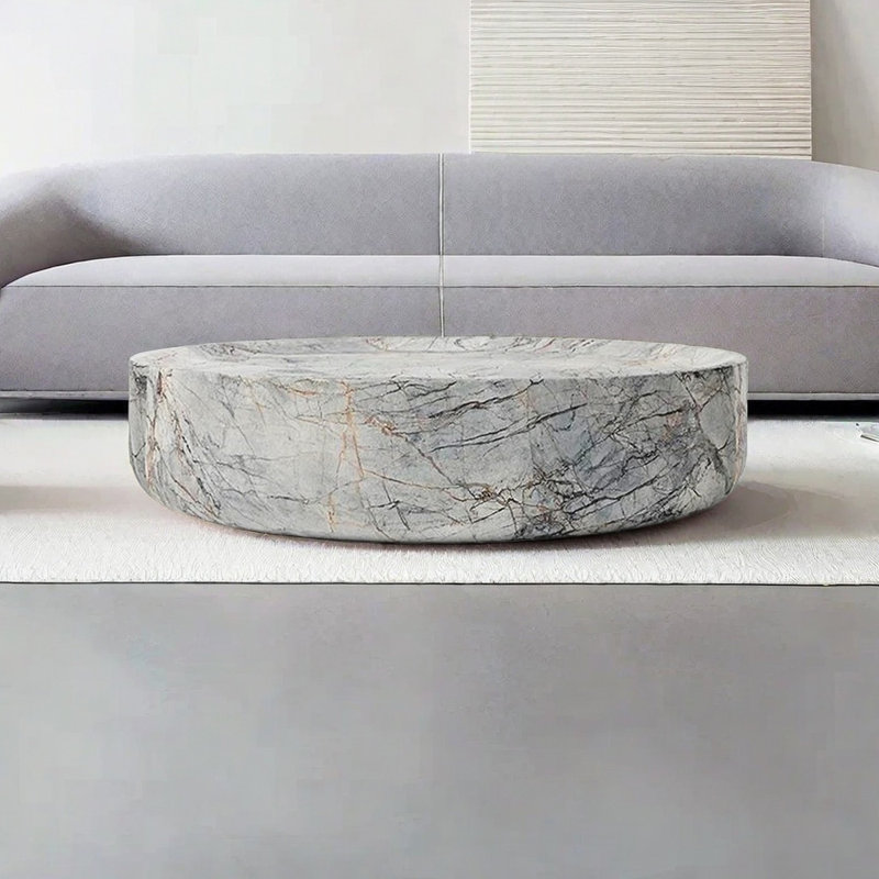 Round Fibreglass Coffee Table with Smooth Surface, Grey, 11.81" H x 31.49" L x 31.49" W