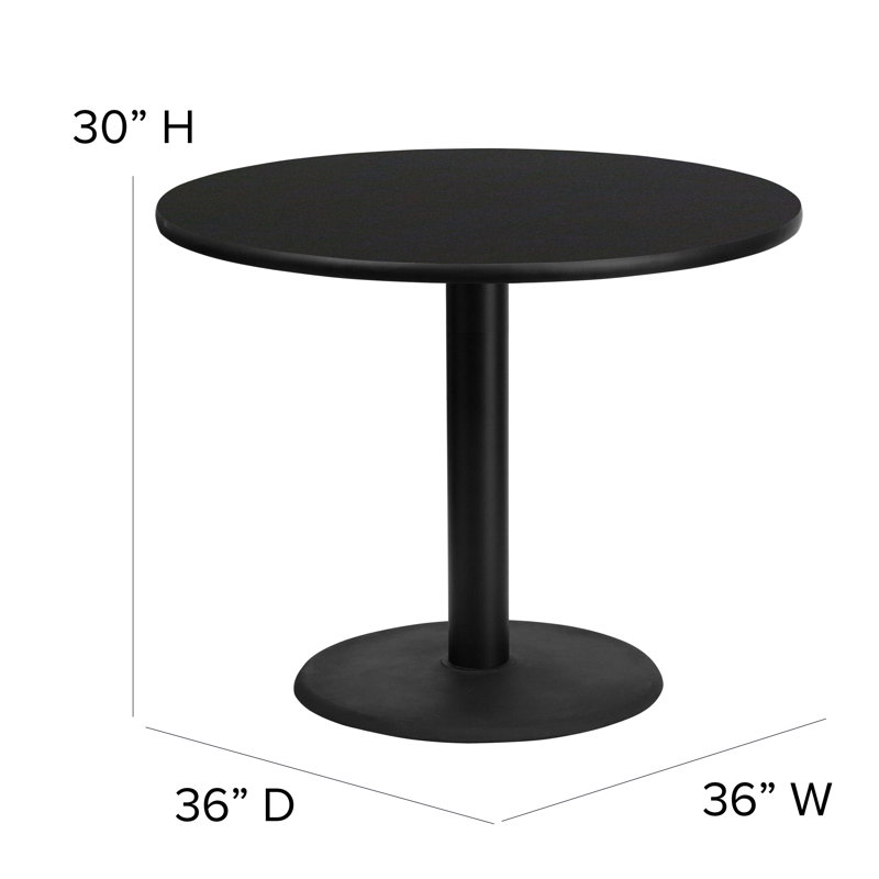 Ahlam 36'' Round Laminate Table Set with X-Base and 4 Trapezoidal Back Banquet Chairs, Black