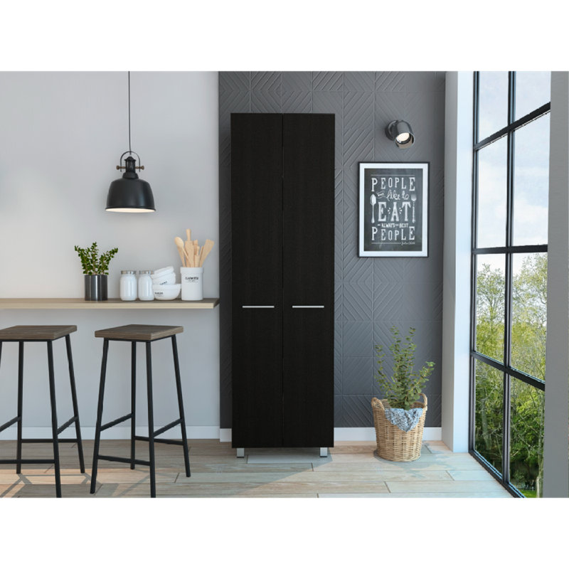 Garde-manger Baleare, cinq tablettes intérieures, quatre pieds, Noir